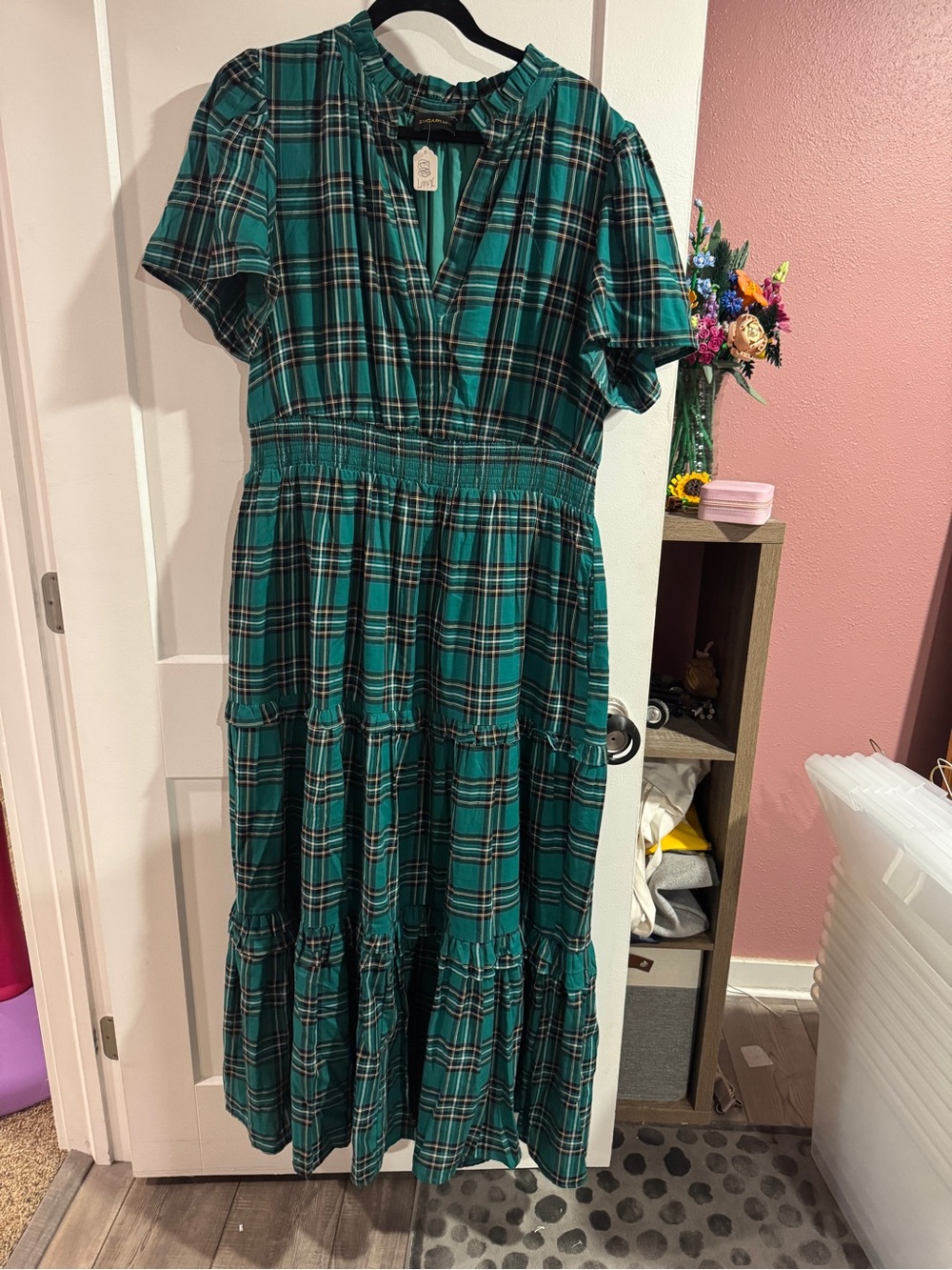 Sugar Lips Plaid Smocked-Waist Maxi Dress